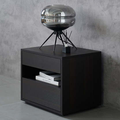 Scandinavian Solid Wood Rectangular 2-Drawer Nightstand