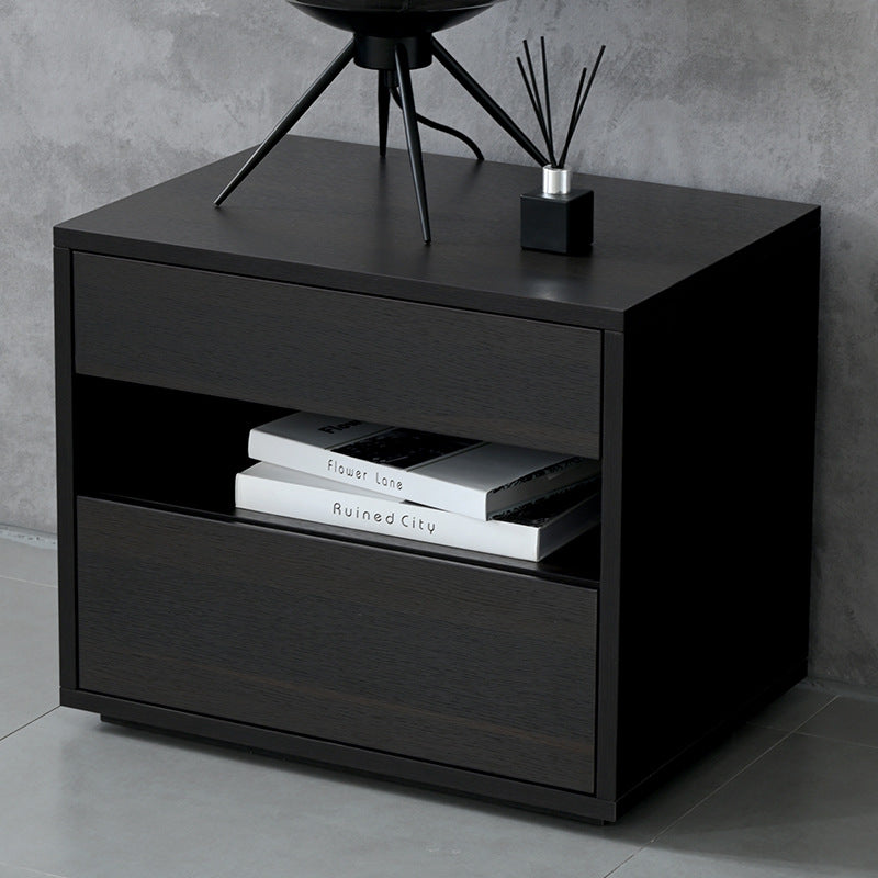 Scandinavian Solid Wood Rectangular 2-Drawer Nightstand