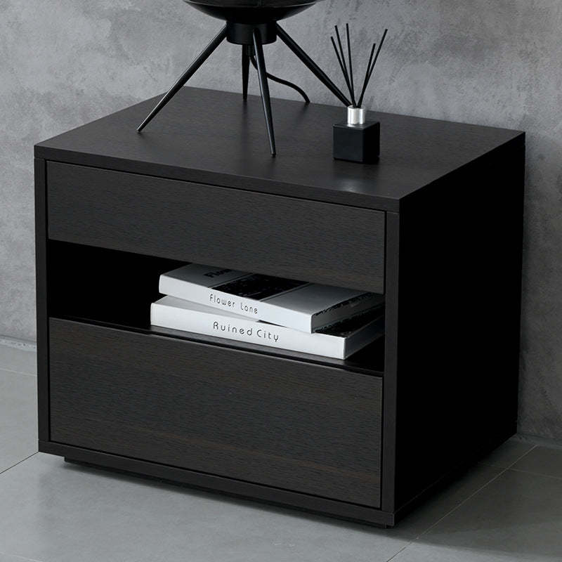 Scandinavian Solid Wood Rectangular 2-Drawer Nightstand