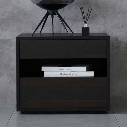Scandinavian Solid Wood Rectangular 2-Drawer Nightstand