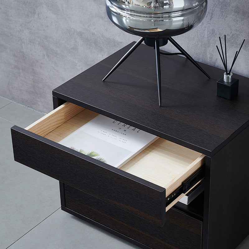 Scandinavian Solid Wood Rectangular 2-Drawer Nightstand