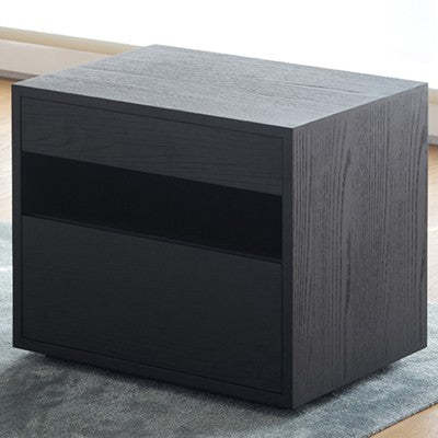 Scandinavian Solid Wood Rectangular 2-Drawer Nightstand