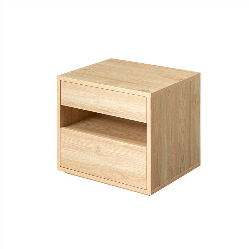 Scandinavian Solid Wood Rectangular 2-Drawer Nightstand