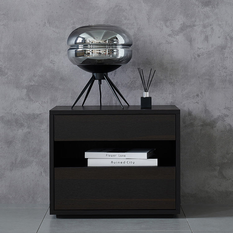 Scandinavian Solid Wood Rectangular 2-Drawer Nightstand