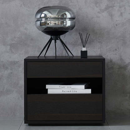 Scandinavian Solid Wood Rectangular 2-Drawer Nightstand