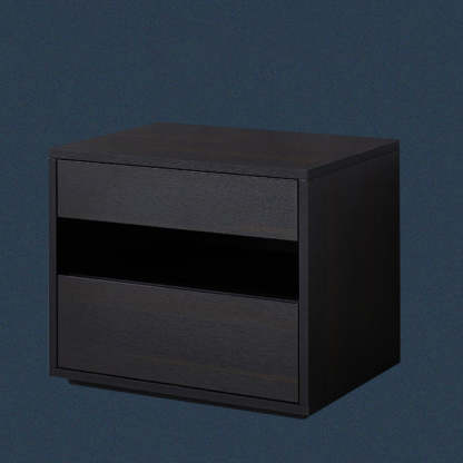 Scandinavian Solid Wood Rectangular 2-Drawer Nightstand