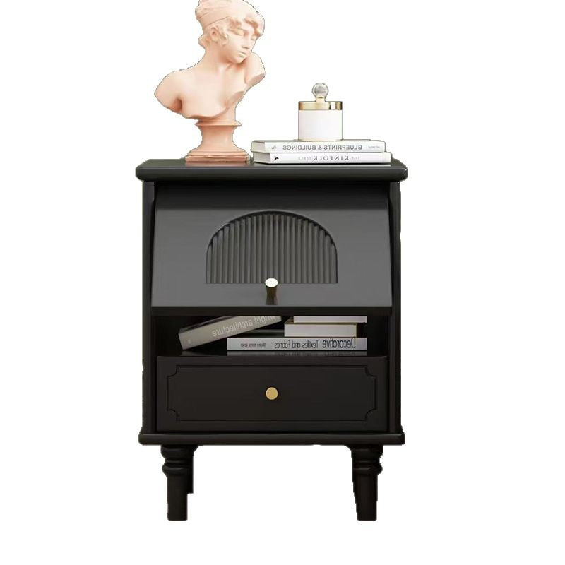 Vintage Solid Wood Glass 1-Drawer Nightstand