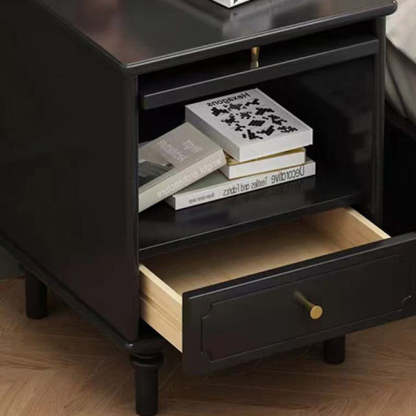 Vintage Solid Wood Glass 1-Drawer Nightstand