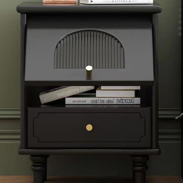 Vintage Solid Wood Glass 1-Drawer Nightstand