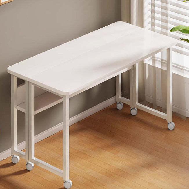 Minimalist Iron Wood Rectangular 1-Tier Mobile Side Table
