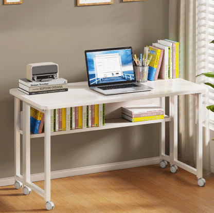 Minimalist Iron Wood Rectangular 1-Tier Mobile Side Table
