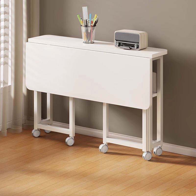 Minimalist Iron Wood Rectangular 1-Tier Mobile Side Table