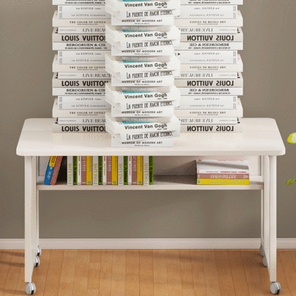 Minimalist Iron Wood Rectangular 1-Tier Mobile Side Table