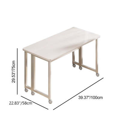 Minimalist Iron Wood Rectangular 1-Tier Mobile Side Table