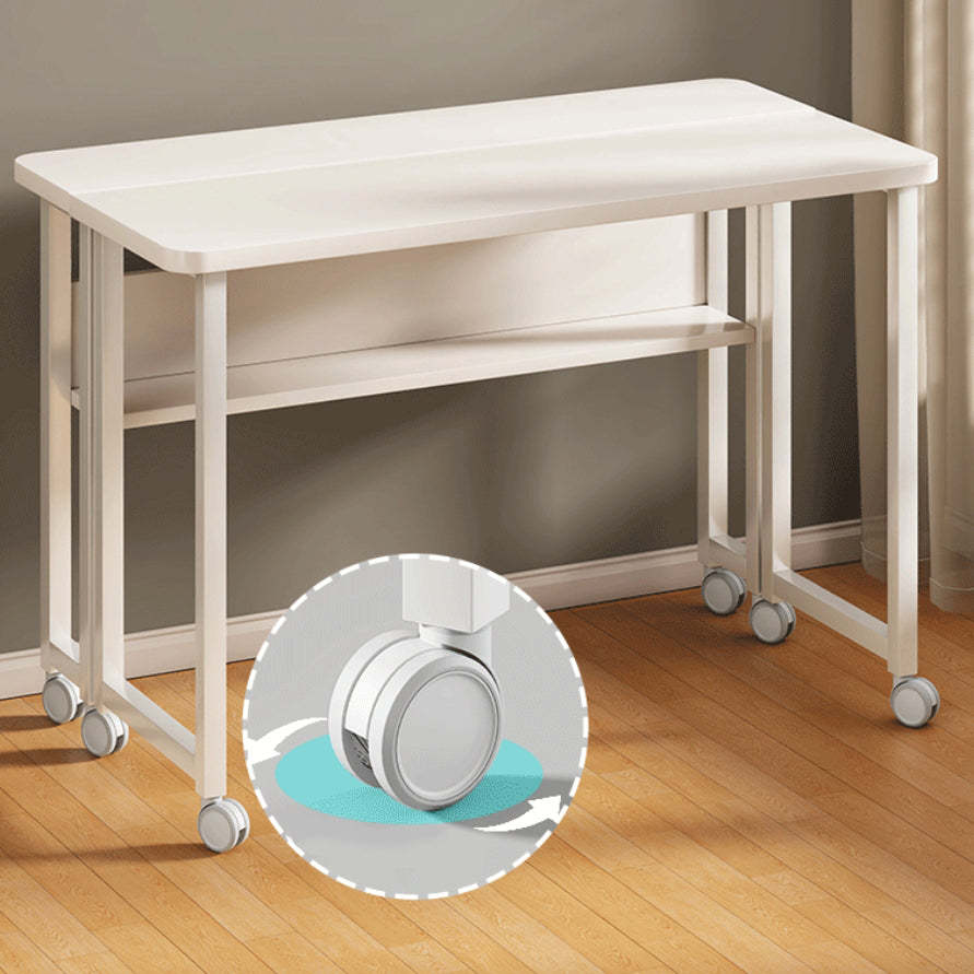 Minimalist Iron Wood Rectangular 1-Tier Mobile Side Table