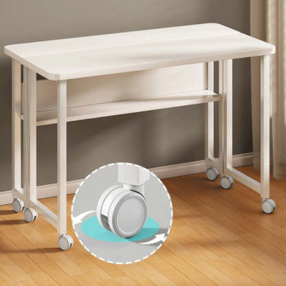Minimalist Iron Wood Rectangular 1-Tier Mobile Side Table
