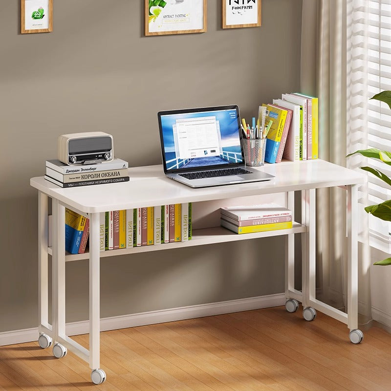 Minimalist Iron Wood Rectangular 1-Tier Mobile Side Table