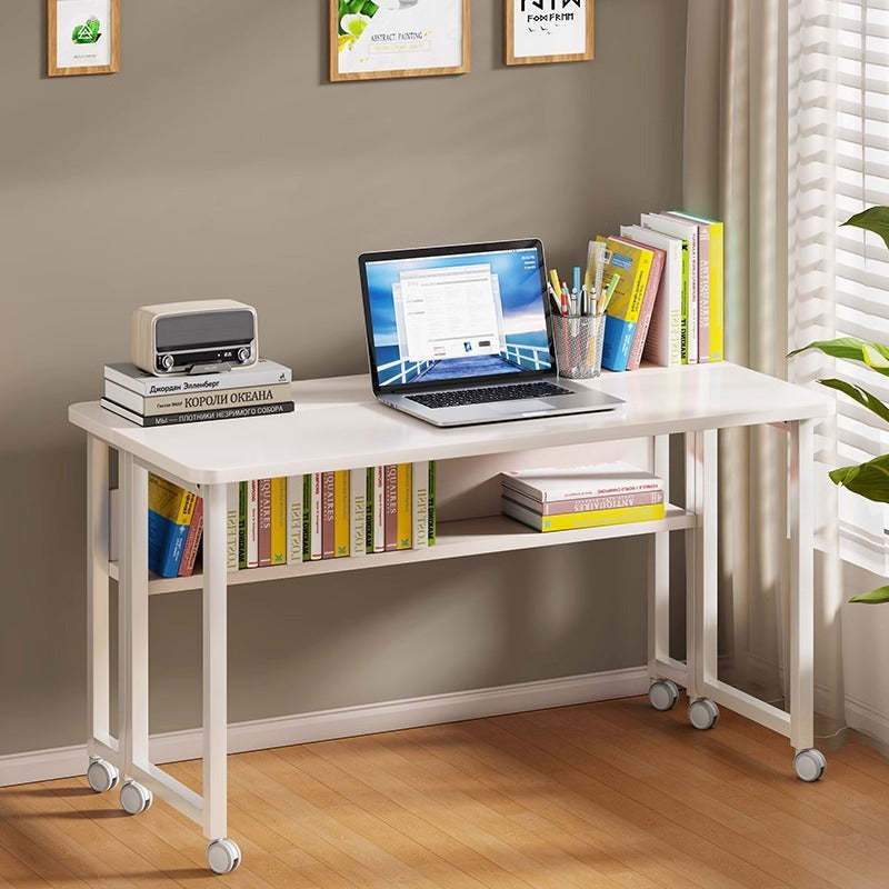 Minimalist Iron Wood Rectangular 1-Tier Mobile Side Table