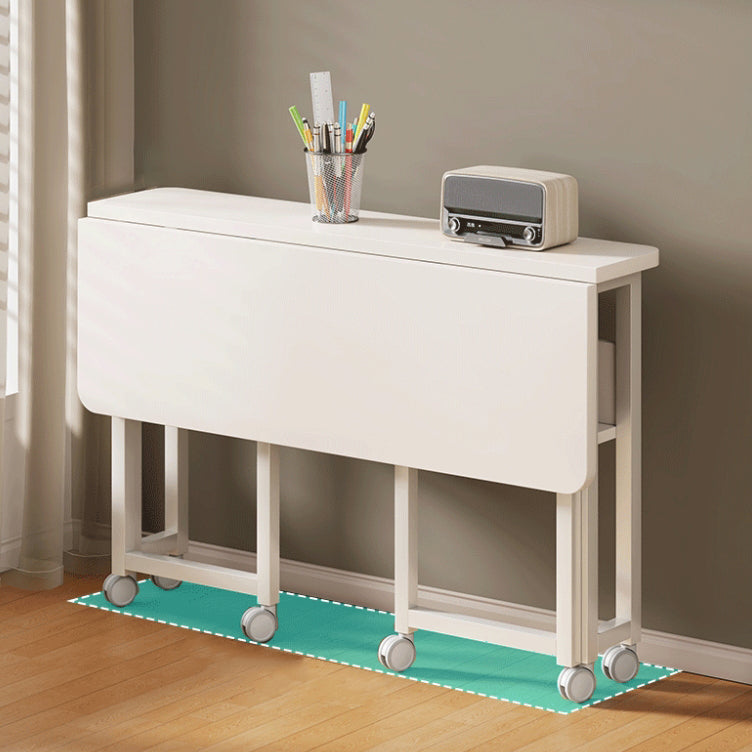 Minimalist Iron Wood Rectangular 1-Tier Mobile Side Table