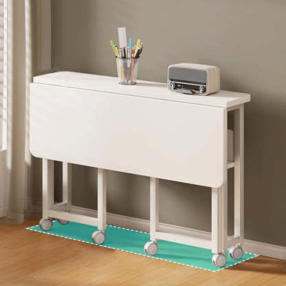 Minimalist Iron Wood Rectangular 1-Tier Mobile Side Table