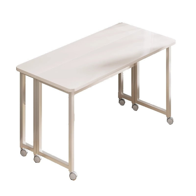Minimalist Iron Wood Rectangular 1-Tier Mobile Side Table