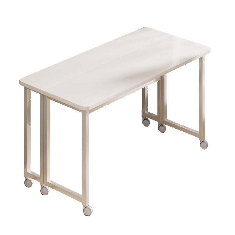 Minimalist Iron Wood Rectangular 1-Tier Mobile Side Table