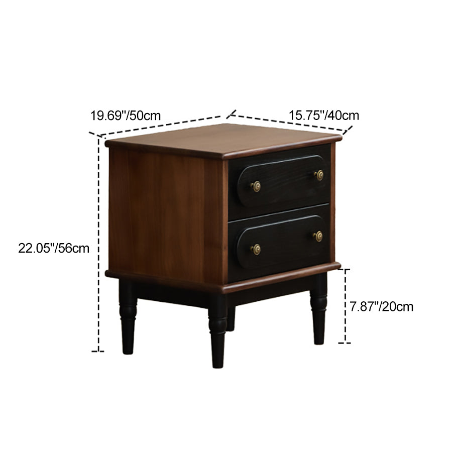 Vintage Walnut Oak Rounded 2-Drawer Nightstand