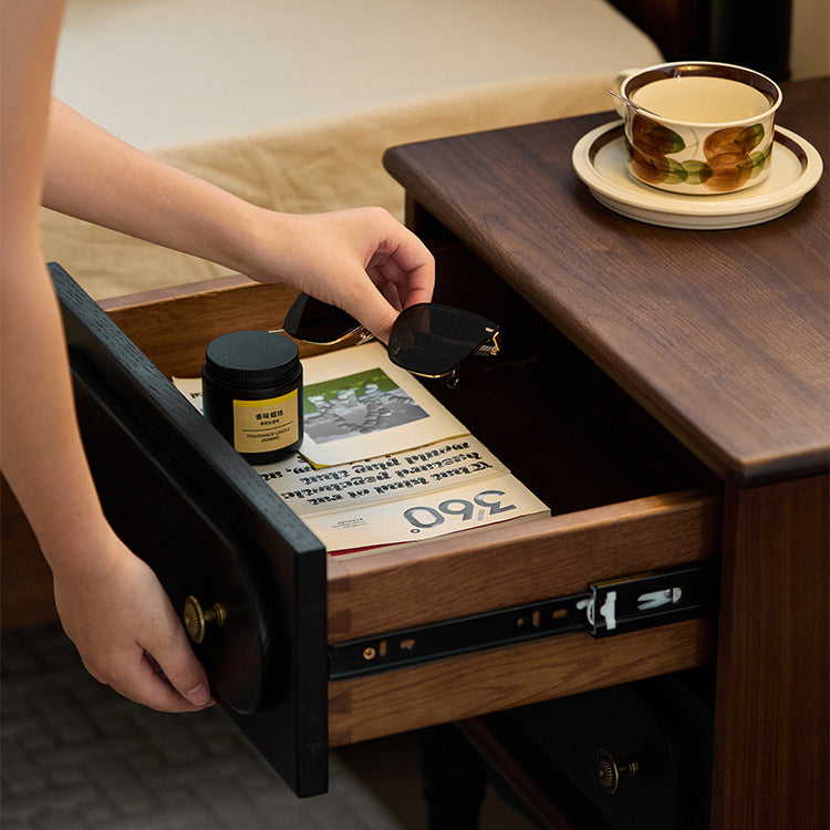 Vintage Walnut Oak Rounded 2-Drawer Nightstand