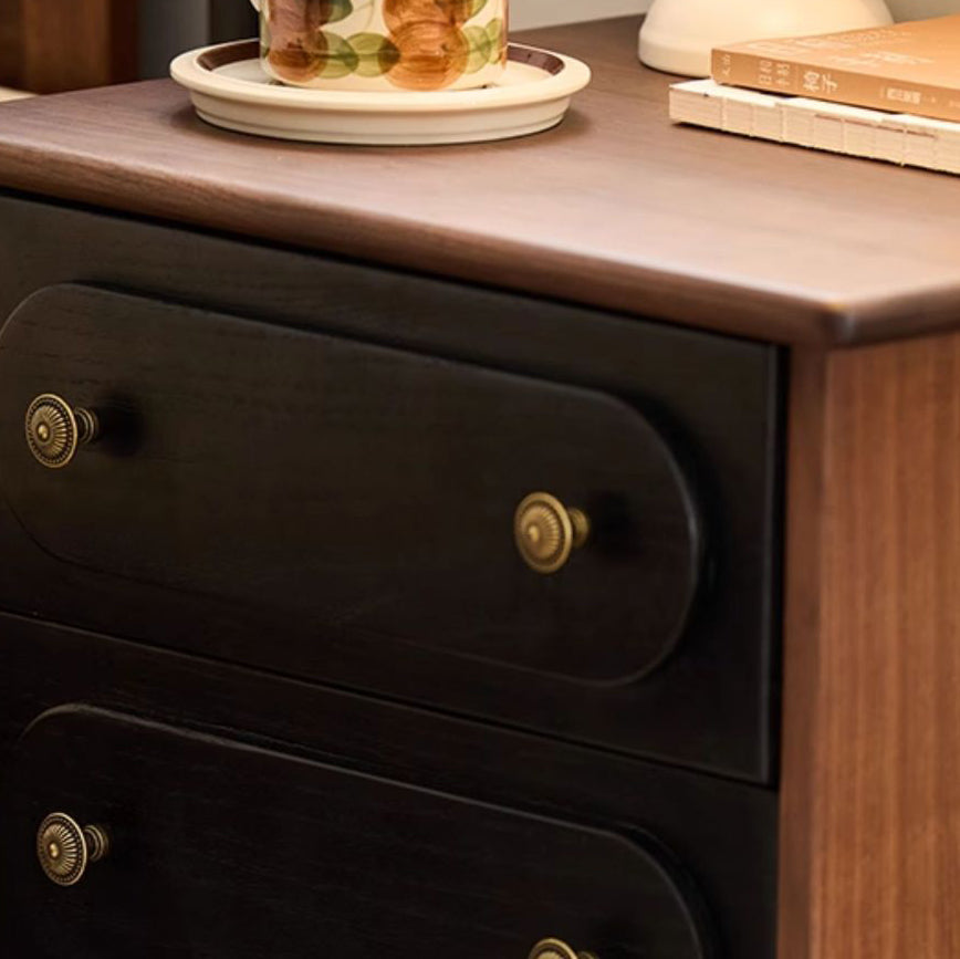 Vintage Walnut Oak Rounded 2-Drawer Nightstand