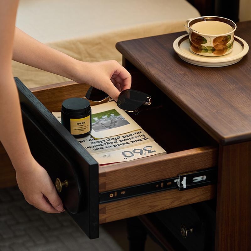 Vintage Walnut Oak Rounded 2-Drawer Nightstand