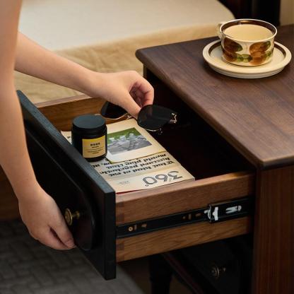 Vintage Walnut Oak Rounded 2-Drawer Nightstand