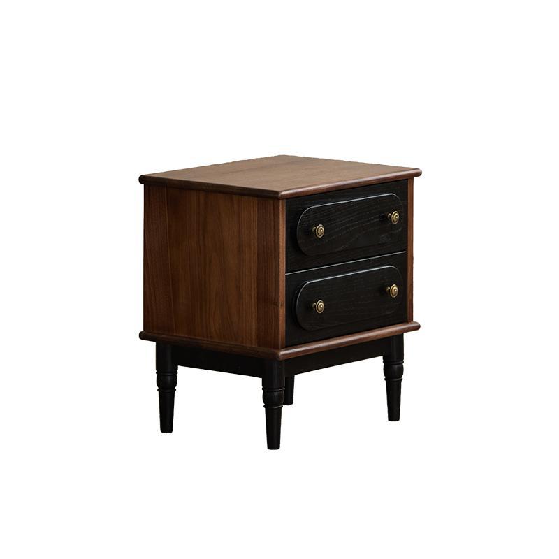 Vintage Walnut Oak Rounded 2-Drawer Nightstand