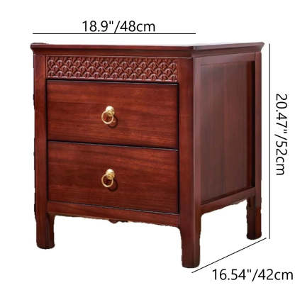 Chinese Solid Wood Wavy 2-Drawer Nightstand