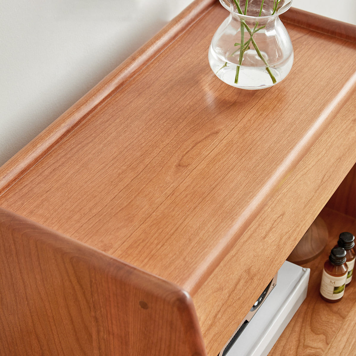 Scandinavian Oak Glass Rectangular 2-Tier Side Table