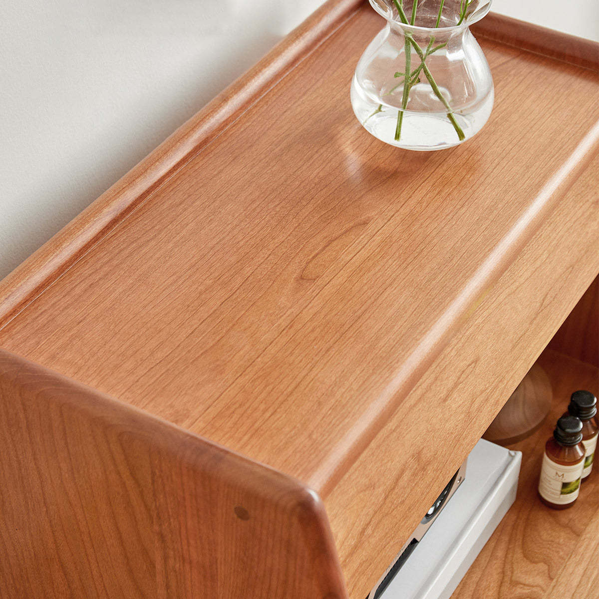 Scandinavian Oak Glass Rectangular 2-Tier Side Table