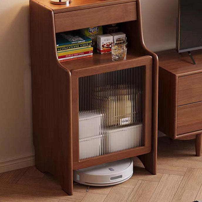 Scandinavian Oak Glass Rectangular 2-Tier Side Table