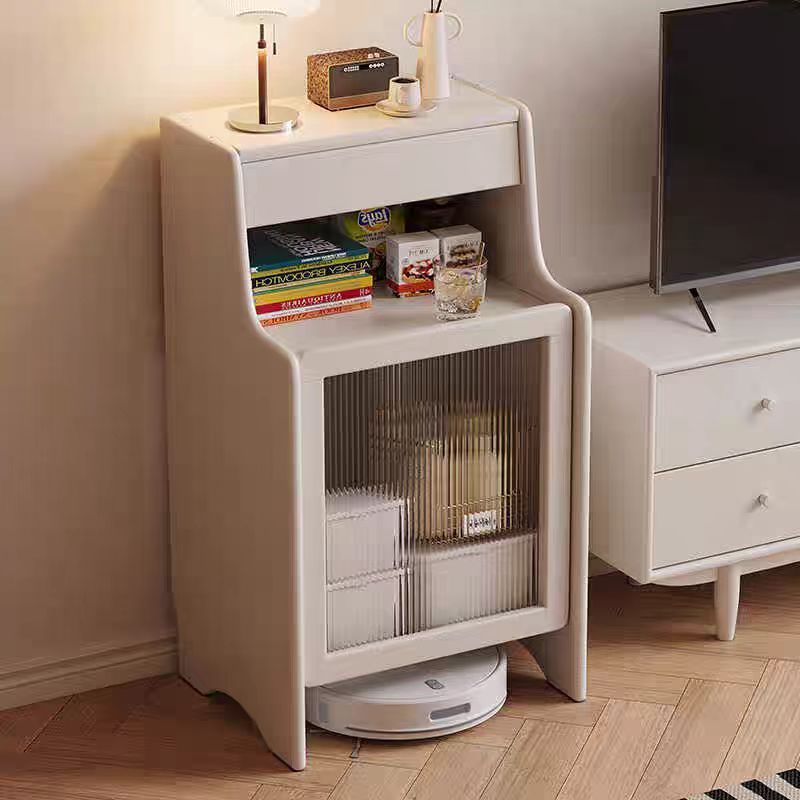 Scandinavian Oak Glass Rectangular 2-Tier Side Table — Original Wood Color
