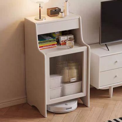 Scandinavian Oak Glass Rectangular 2-Tier Side Table — Original Wood Color