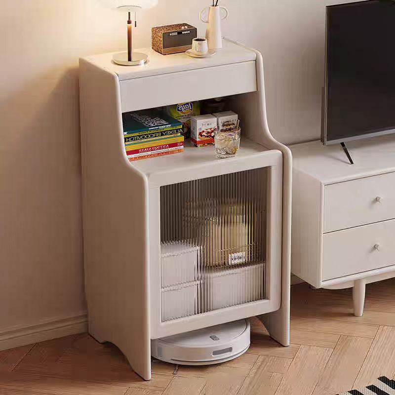 Scandinavian Oak Glass Rectangular 2-Tier Side Table