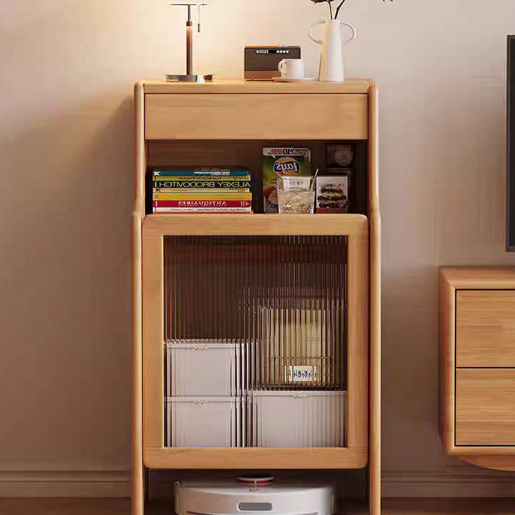 Scandinavian Oak Glass Rectangular 2-Tier Side Table