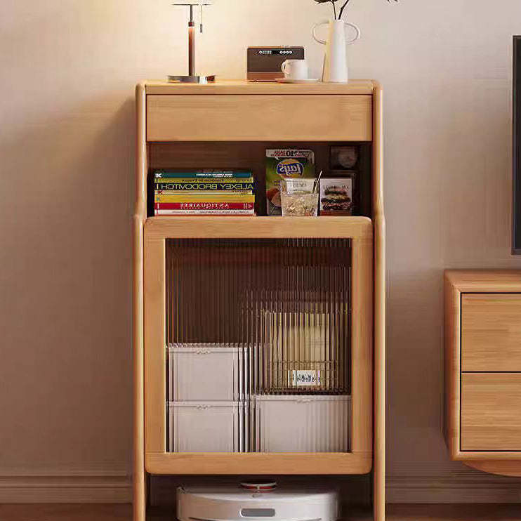 Scandinavian Oak Glass Rectangular 2-Tier Side Table