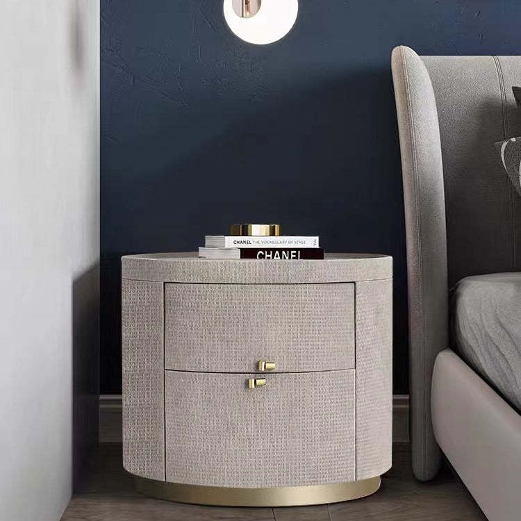 Minimalist Sintered Stone 2-Drawer Nightstand — Gray