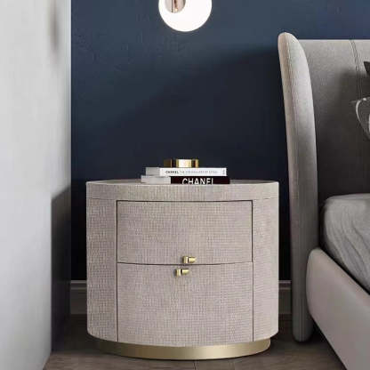 Minimalist Sintered Stone 2-Drawer Nightstand — Gray