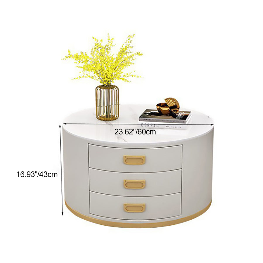 Scandinavian Sintered Stone 3-Drawer End Table — Light Gray / A