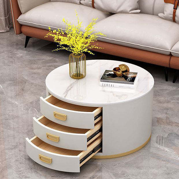 Scandinavian Sintered Stone 3-Drawer End Table