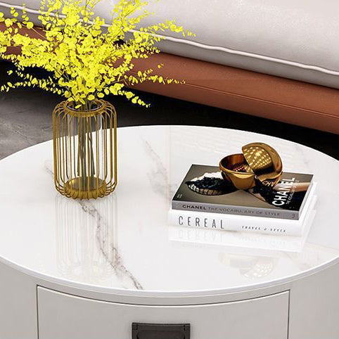 Scandinavian Sintered Stone 3-Drawer End Table — Light Gray / C