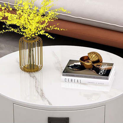 Scandinavian Sintered Stone 3-Drawer End Table — Light Gray / C