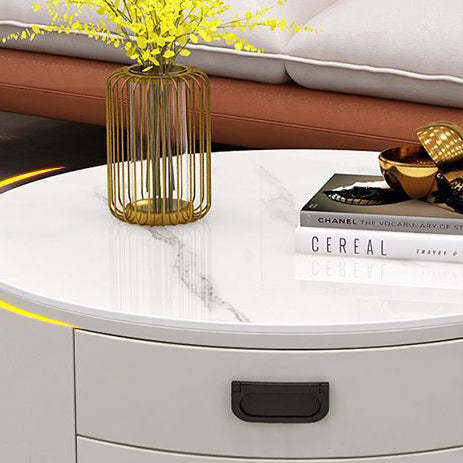 Scandinavian Sintered Stone 3-Drawer End Table — Light Gray / B