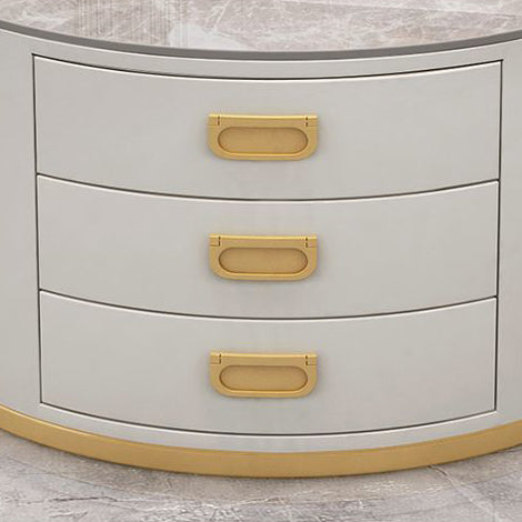 Scandinavian Sintered Stone 3-Drawer End Table — Dark Gray / A