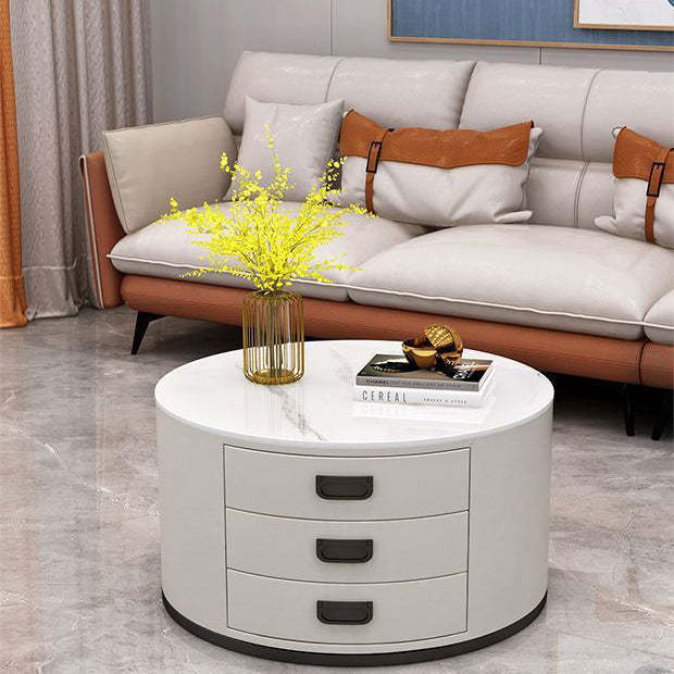 Scandinavian Sintered Stone 3-Drawer End Table